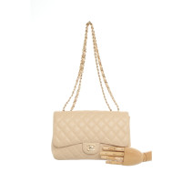 Chanel Classic Flap Bag Jumbo aus Leder in Beige