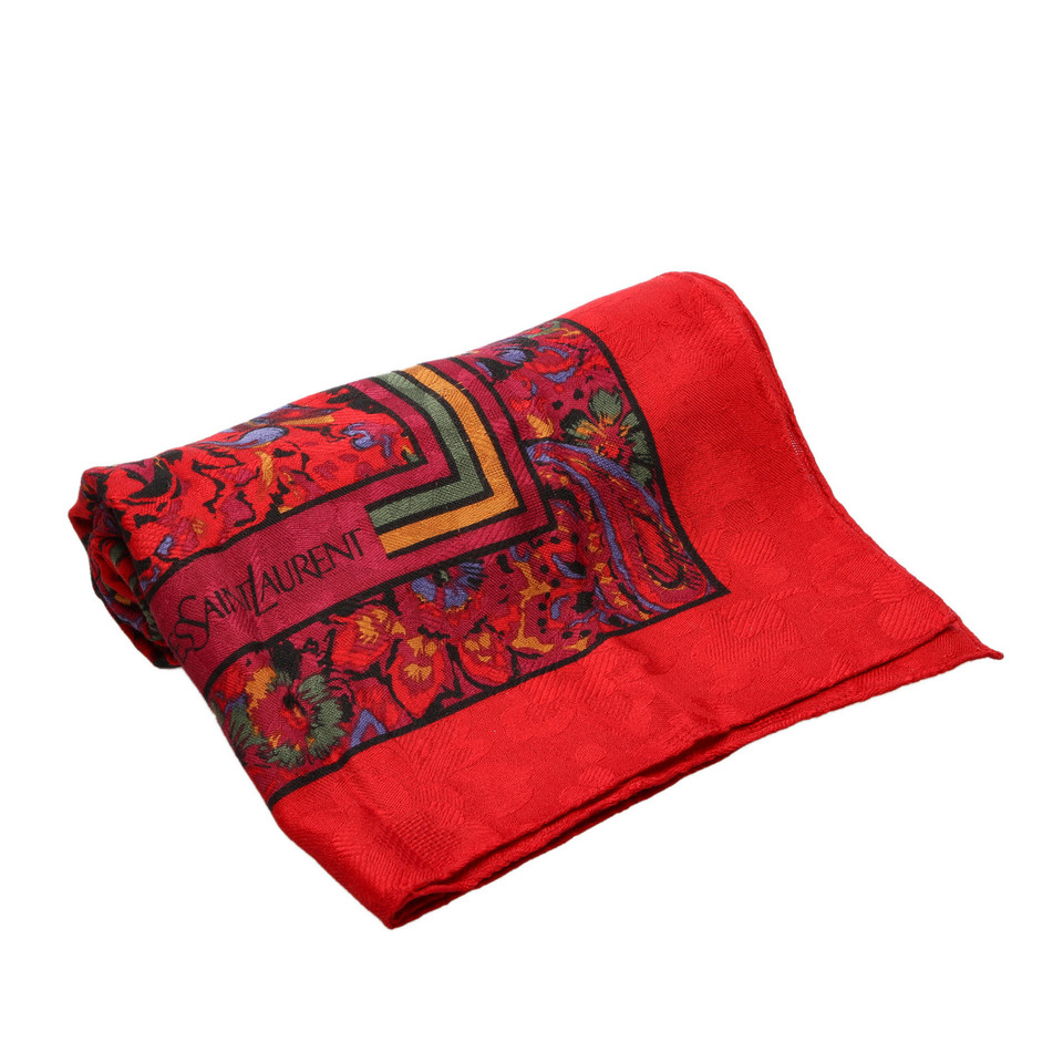 Yves Saint Laurent Echarpe/Foulard en Coton en Rouge