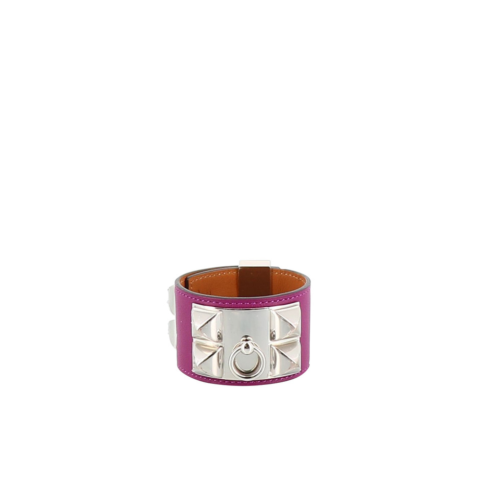Hermès Collier de Chien Armband aus Leder in Rosa / Pink