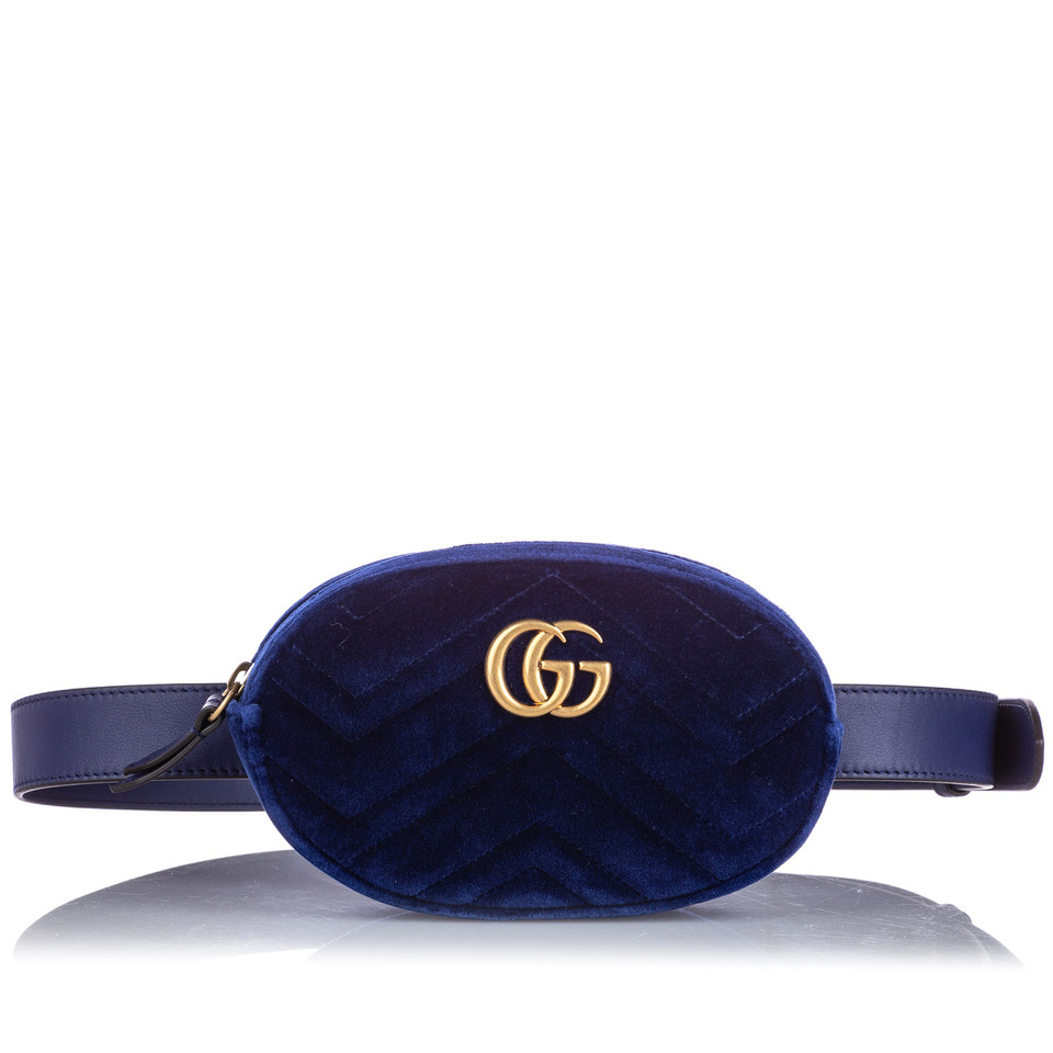 Gucci GG Marmont Matelassé Belt Bag aus Seide in Blau