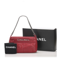 Chanel Chocolate Bar Flap Bag Leer in Rood