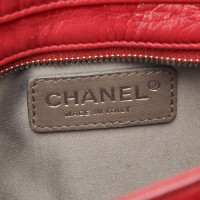 Chanel Chocolate Bar Flap Bag Leer in Rood