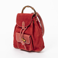 Gucci Bamboo Backpack aus Leder in Rot