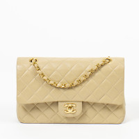 Chanel Classic Flap Bag Leer in Beige