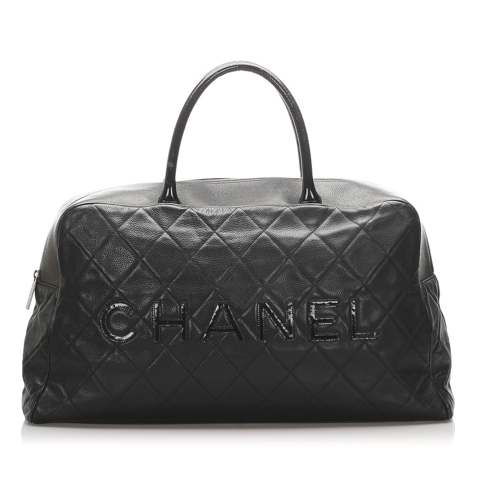 Chanel Reisetasche aus Leder in Schwarz