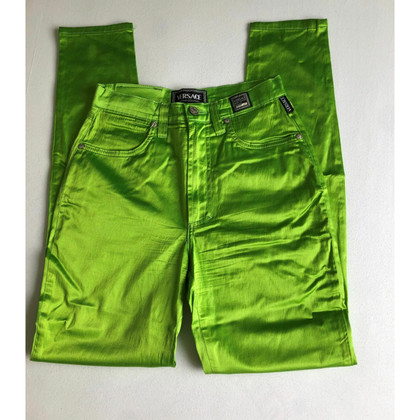 Versace Paire de Pantalon en Viscose en Vert