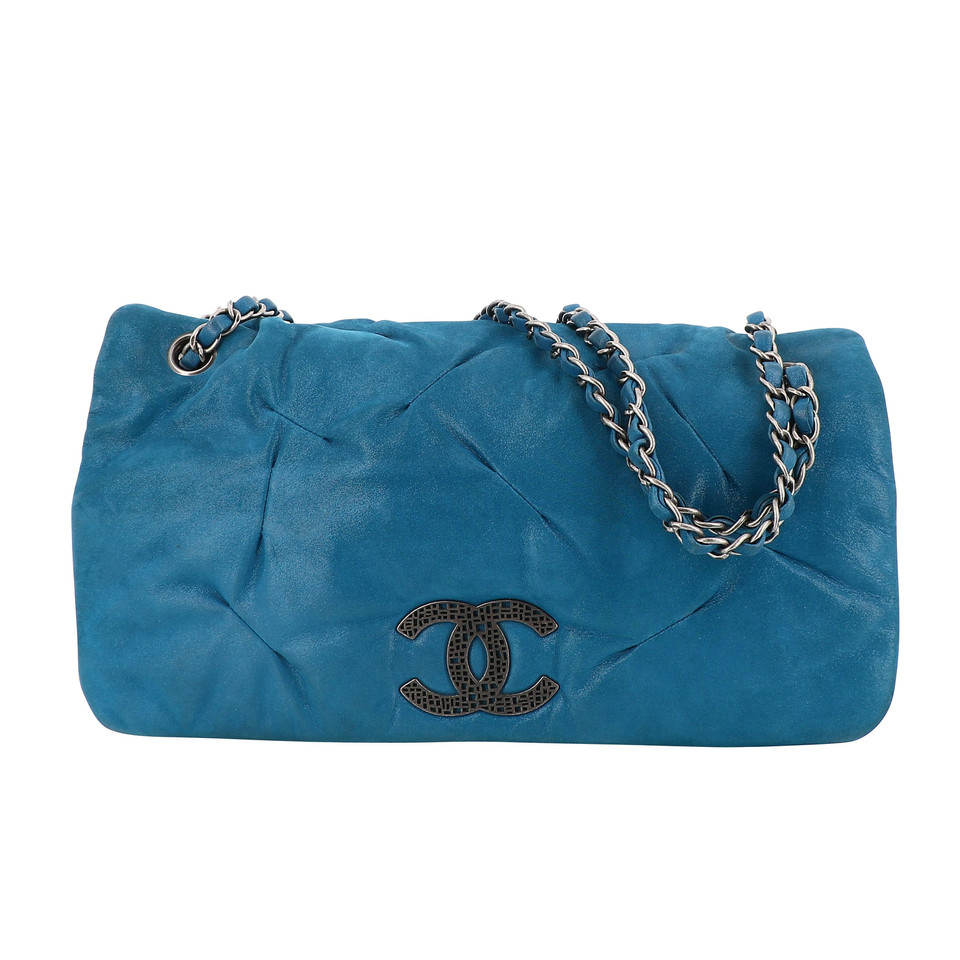 Chanel Schoudertas Lakleer in Blauw