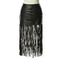 Maje Leather skirt with fringe