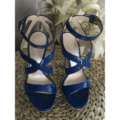 Casadei Sandals Patent leather in Blue