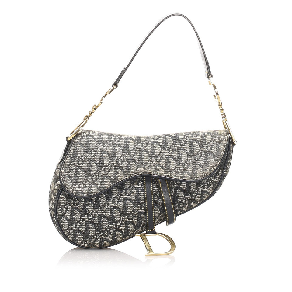 Christian Dior Saddle Bag aus Canvas in Grau