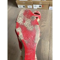 Christian Louboutin Wedges aus Baumwolle in Rot