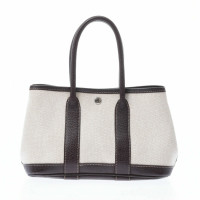 Hermès Garden Party Tote 30 Canvas in Pelle in Bianco