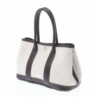 Hermès Garden Party Tote 30 Canvas in Pelle in Bianco