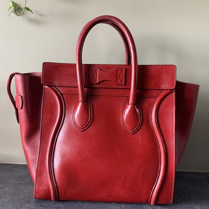 Céline Luggage Mini Leather in Red