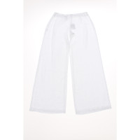 120% Lino Paire de Pantalon en Lin en Blanc