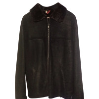 Trussardi Giacca/Cappotto in Pelle scamosciata in Marrone