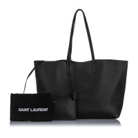 Saint Laurent East West Shopper en Cuir en Noir