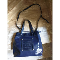 Versace Shoulder bag Patent leather in Blue