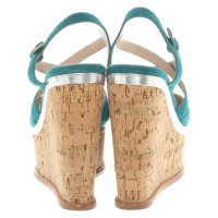 Miu Miu Sandalen aus Leder in Türkis