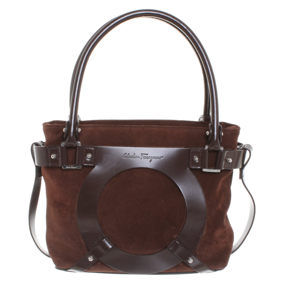 Salvatore Ferragamo Sac à main en Daim en Marron