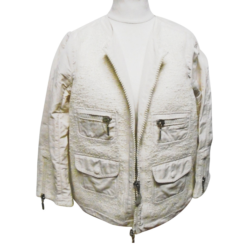 Moncler Jacke/Mantel aus Baumwolle in Creme