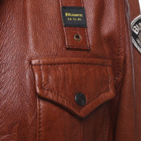 Blauer Usa Jacke/Mantel aus Leder in Braun