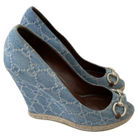 Gucci Wedges Jeans fabric in Blue