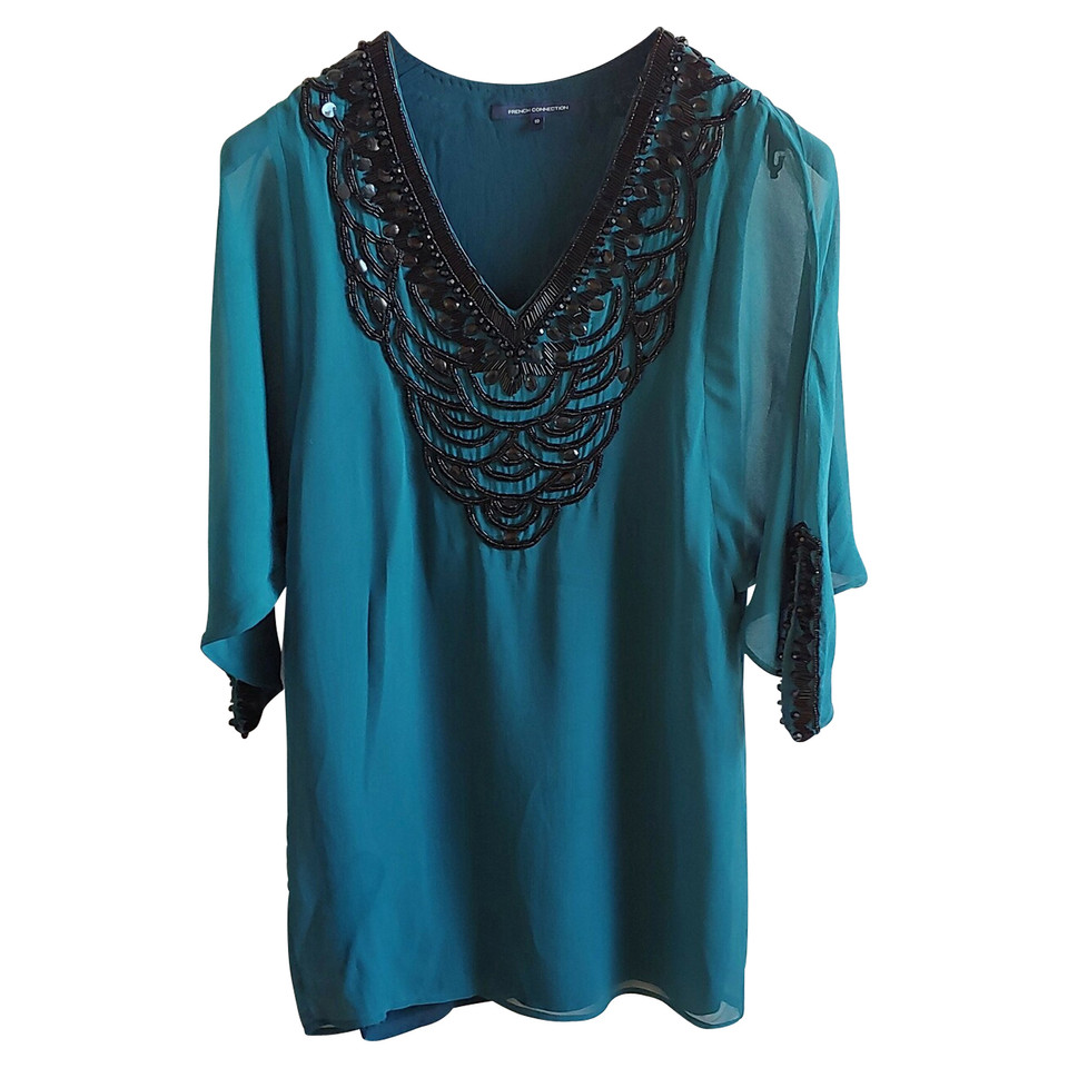 French Connection Top Silk in Turquoise