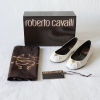 Roberto Cavalli Slipper/Ballerinas aus Leder in Weiß