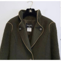 Chanel Jacke/Mantel aus Wolle in Khaki