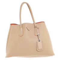 Prada City Double Tote Bag Leather in Beige