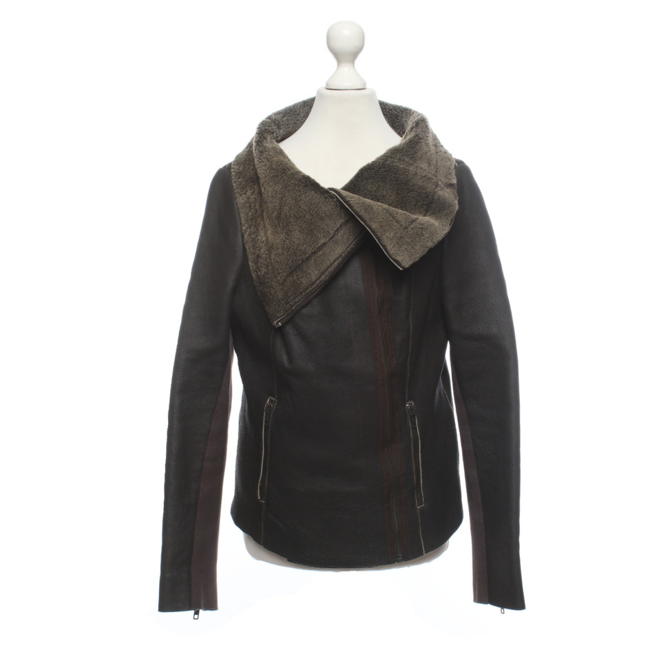 Muubaa Jacke/Mantel aus Leder in Braun