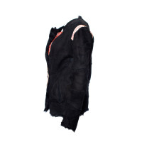 Antik Batik Jacke/Mantel aus Leder in Schwarz