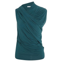 Helmut Lang Gathered satin jersey top in petrol