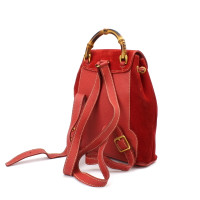 Gucci Bamboo Backpack in Pelle scamosciata in Rosso