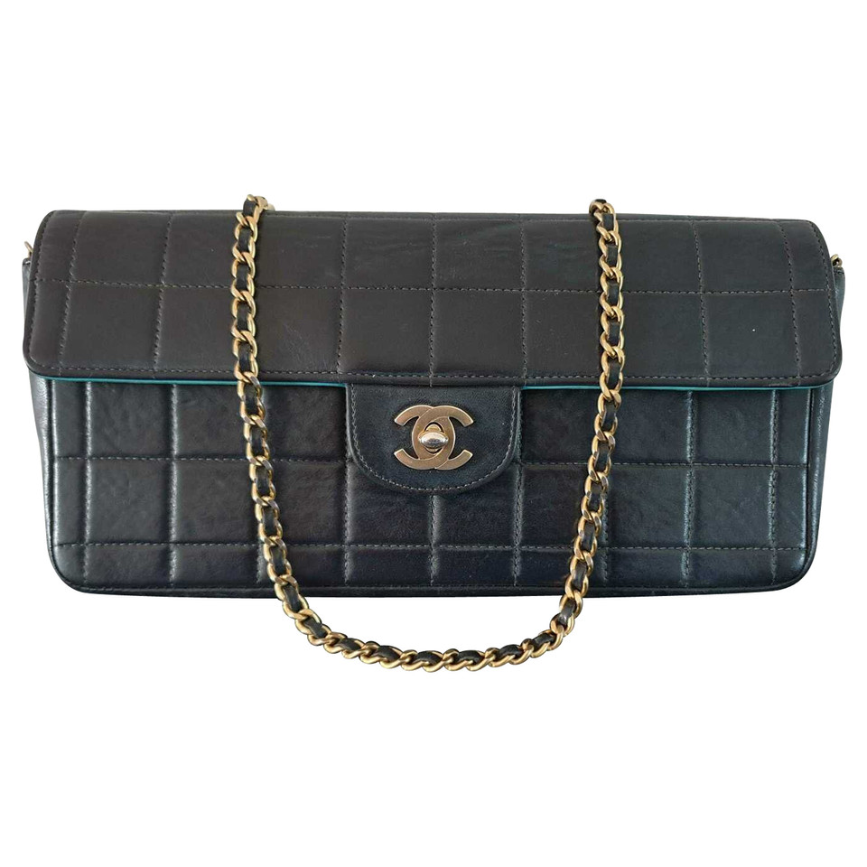 Chanel East West Chocolate Bag Leather in Blue