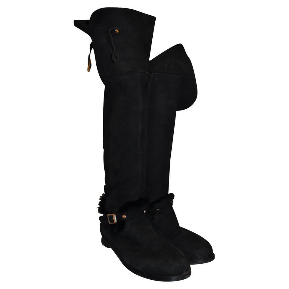 Jimmy Choo ladies black suede boots size 40