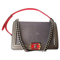 Chanel Boy Bag Leather in Silvery