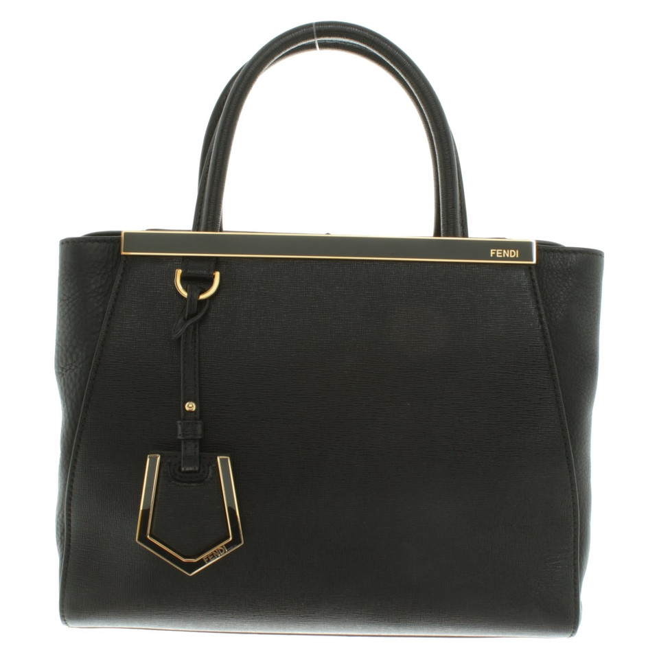 Fendi 2jours Mini aus Leder in Schwarz