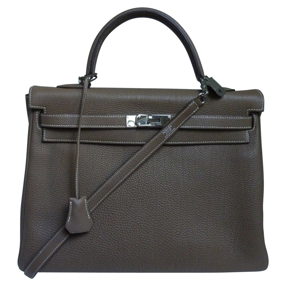 Hermès Kelly Bag 35 in Pelle in Grigio