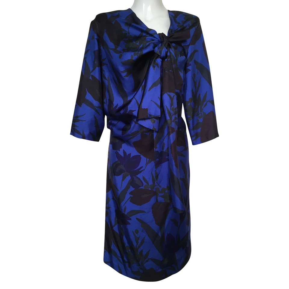 Dries Van Noten Vestito in Seta in Blu