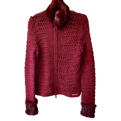 Versace Jacke/Mantel aus Wolle in Bordeaux