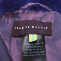 Talbot Runhof collo di pelliccia blu