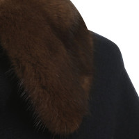 Allude Cashmere sweater coat with fur collar