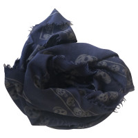 Alexander McQueen blue and gray skulls scarf