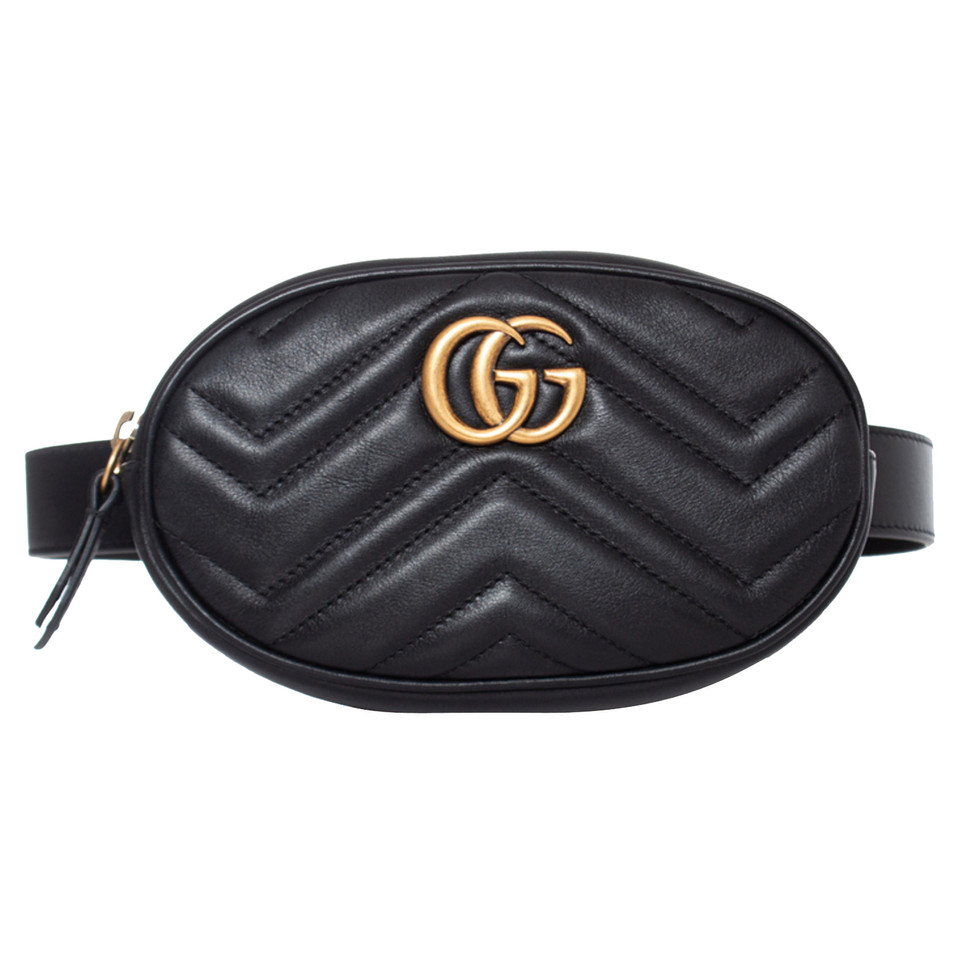 Gucci Marmont Camera Belt Bag aus Leder in Schwarz