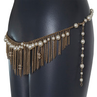 Chanel Collana di perle / cintura con frange e logo CC