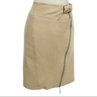 Plein Sud Leather Skirt in Beige