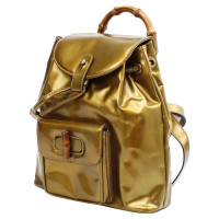 Gucci Bamboo Backpack in Pelle verniciata in Oro