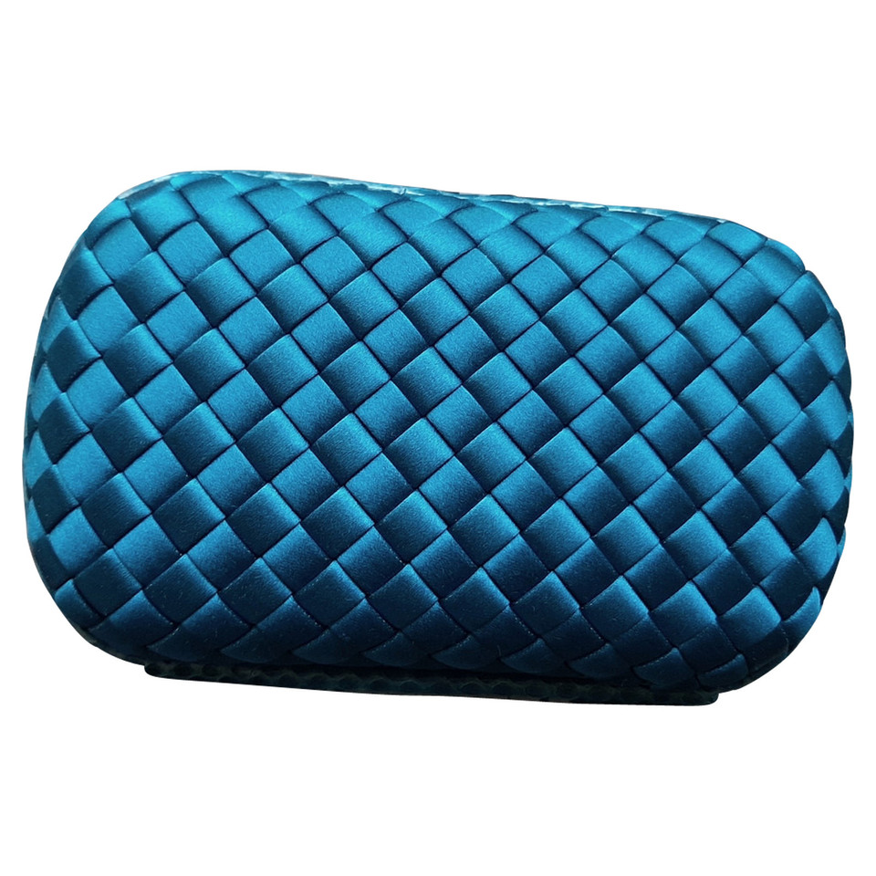 Bottega Veneta Knot Clutch Zijde in Turkoois